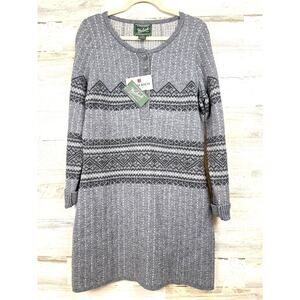 Woolrich Womens M Bellgrove Soft Gray Lambswool Merino Midi Sweater Dress NWT